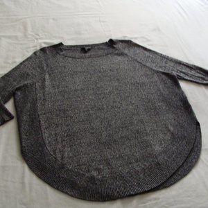 EXPRESS Gray & Black Marled 1/2 Sleeve ROUNDED Hem SWEATER Sz X-SMALL (XS)
